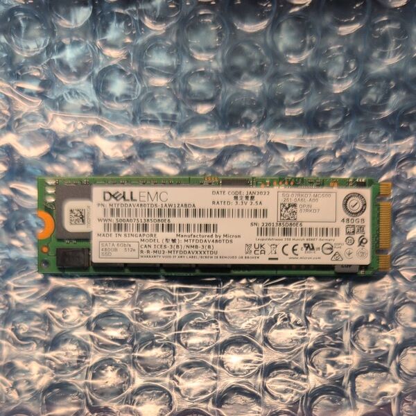 【正常判定品】DELL EMC Micron 5300 PRO 480GB M.2 SATA SSD 2280 3D TLC