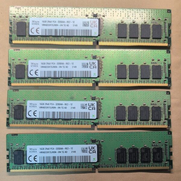 6set【4枚/計64GB】SK hynix DDR4 16GB 3200MHz ECC Registered RDIMM