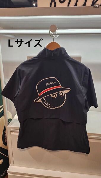 新品 春夏 マルボンMalbonゴルフジャケットシャツ メンズ 半袖ブラック L