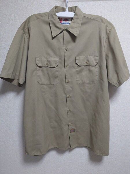 Dickies ディッキーズ 半袖 ワークシャツ カーキ XLサイズ 古着