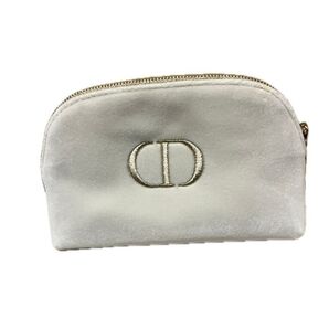 Dior ポーチ ノベルティ オフホワイト CDロゴ刺繍 ベルベット