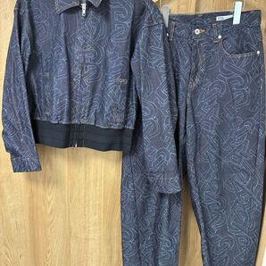美品☆ DSC / ロゴレーザー加工デニムジャケット パンツ セットアップ