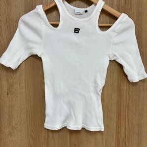 美品☆ダブルスタンダード essential レンシルテレコカットアウトTシャツ