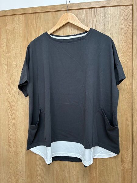 新品☆Praia プライア レイヤード風ポケット付きTシャツ