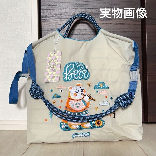 【新品N.084】1点 可愛らしいバッグ ベア 刺繍トートバッグ エコバッグ ストラップ付き Mサイズ お値下げ不可