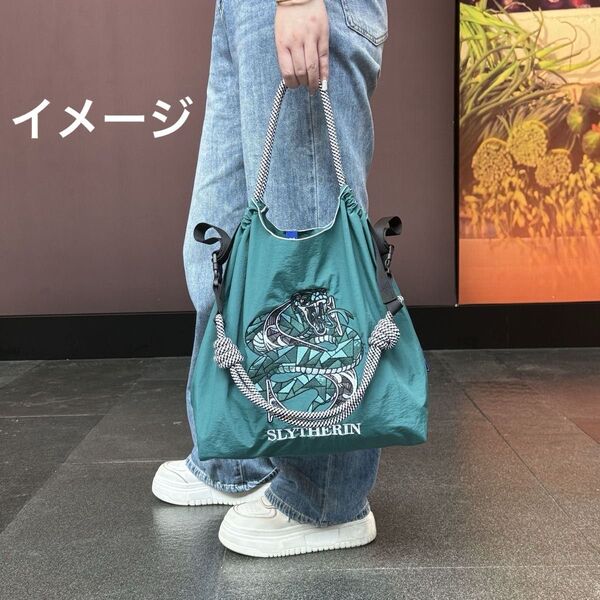 【新品N.121】SLYTHERIN刺繍トートバッグ エコバッグ ストラップ付きMサイズ お値下げ不可2way ラスト1