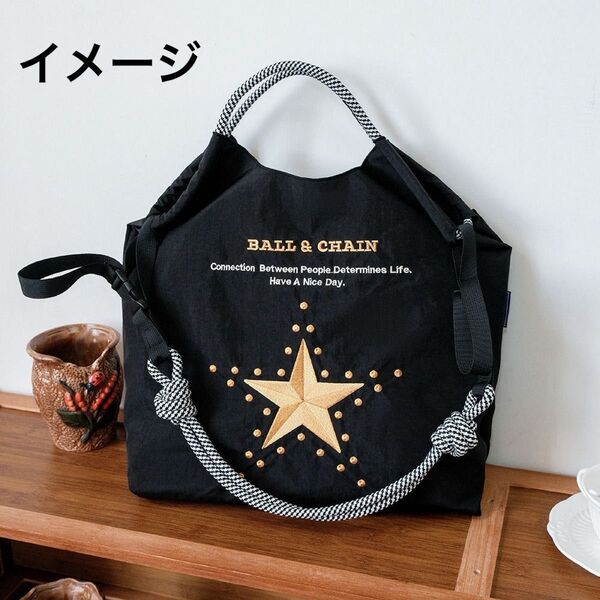 【新品N.120】1点 可愛らしいバッグ 金星刺繍トートバッグ エコバッグ ストラップ付きMサイズ お値下げ不可ラスト1 2WAY