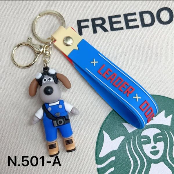 【新品N.501-A】1個 カッコイイ犬 グルミット キーホルダーク 立体 キーホルダー キーリング キーチェーンペンダント