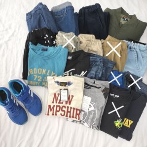 まとめ売り 男の子 14点 140 150 新品2点 スニーカー キッズ Tシャツ パンツ アウター 子供服