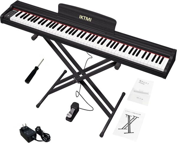 電子ピアノ 88鍵盤 木製 スタンドセット MIDI対応ポータブルピアノ 電子ピアノ 88鍵盤