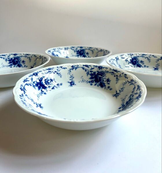 昭和レトロ HOYA 洋食器 中鉢 スープ皿 ディナー皿 19.5cm 4枚組 美品