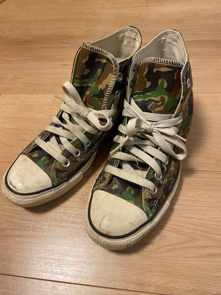 希少 CONVERSE ALL STAR カモフラージュ 迷彩 レザー ハイカット 25.0cm(USA 6.1/2)レア品