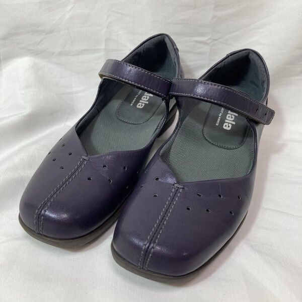 【美品】アシックス ペダラ フラットシューズ パンプス ストラップ レザー 23
