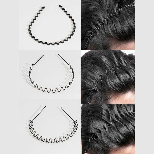 3個セット メンズ ウェーブヘアバンド スキンケア スポーツ ジム用 ヘアアクセサリー ブラック 黒873186