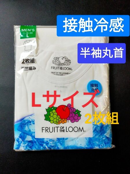 Lサイズ !2枚組 インナー Tシャツ FRUIT OF THE LOOM 肌着 下着 紳士 【接触冷感】 天竺編み 半袖丸首