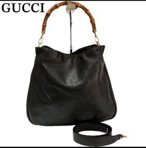 美品 GUCCI グッチ 2way バンブー ショルダー ハンドバッグ