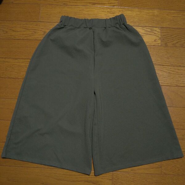 ウエストゴム ガウチョパンツ F キュロットスカート 膝下丈 カーキ ショコラフィネローブ ストレッチ素材 M L