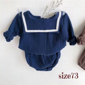 売り切りセール!ラスト3点!新品☆大人気 セーラーカラー セットアップ☆アイボリー 70