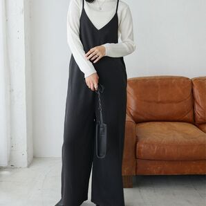 615.14 Alma Design ( アルマデザイン ) サロペット | レディース Vネック ワイドパンツ オールインワン