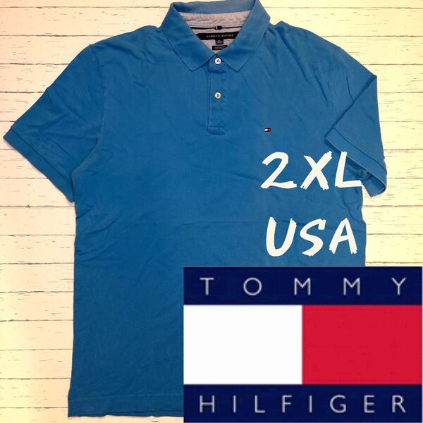 US入荷【TOMMY HILFIGER】トミーヒルフィガー ポロシャツ マッスルフィット風 (2XL)