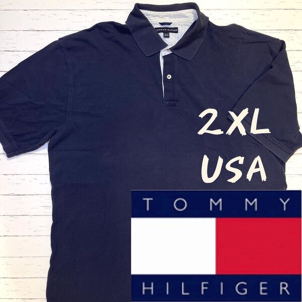 値下げ!US入荷【TOMMY HILFIGER】トミーヒルフィガー ポロシャツ(2XL)