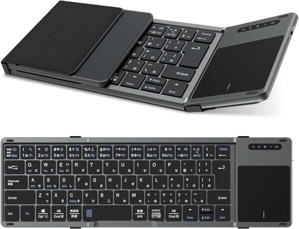ワイヤレスキーボード Bluetooth フルサイズ スマホ PC ipad JIS日本語配列 折り畳み式 タッチパッド搭載