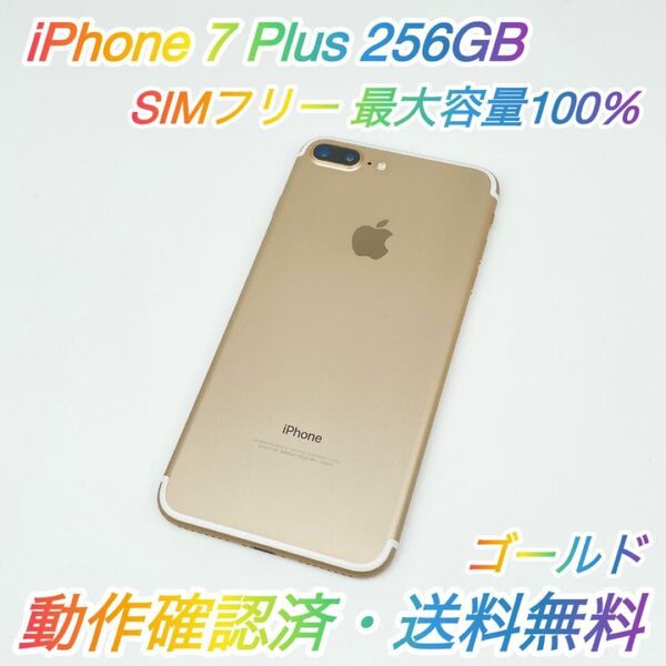 即配【美品】SIMフリー iPhone 7 Plus 256GB A1785 NN6N2J/A ゴールド 容量100% 送料無料★