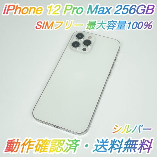 即配【美品】SIMフリー iPhone 12 Pro Max 256GB A2410 シルバー 最大容量100% 送料無料