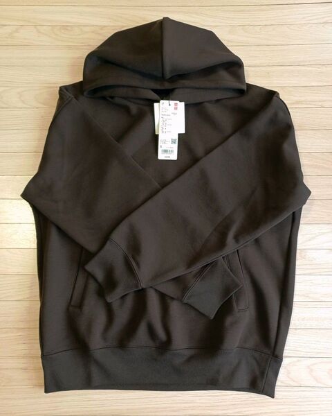 新品 ユニクロ スウェットオーバーサイズプルパーカ S ダークブラウン / UNIQLO