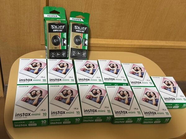 instax mini INSTAX MINI JP1 11箱(110枚)、 写ルンですシンプルエース 27枚撮り 2個