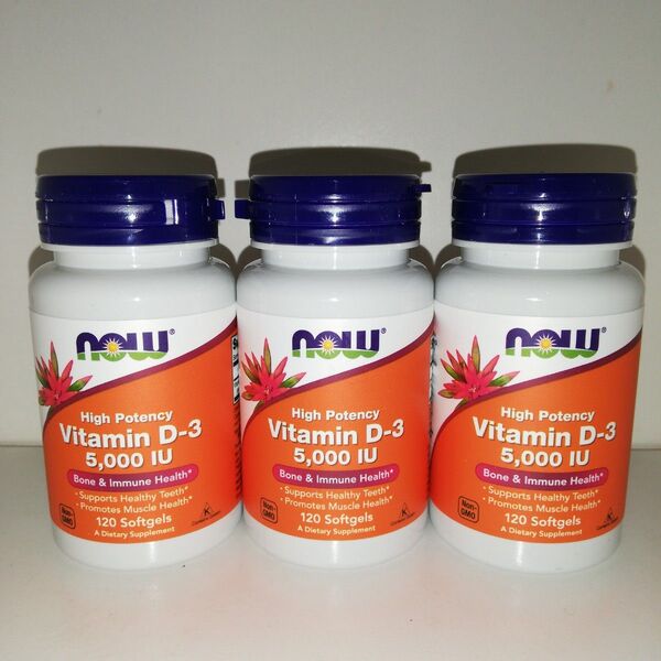 【3個セット】ビタミンD3 5000IU 120粒 NOW Foods ナウフーズ