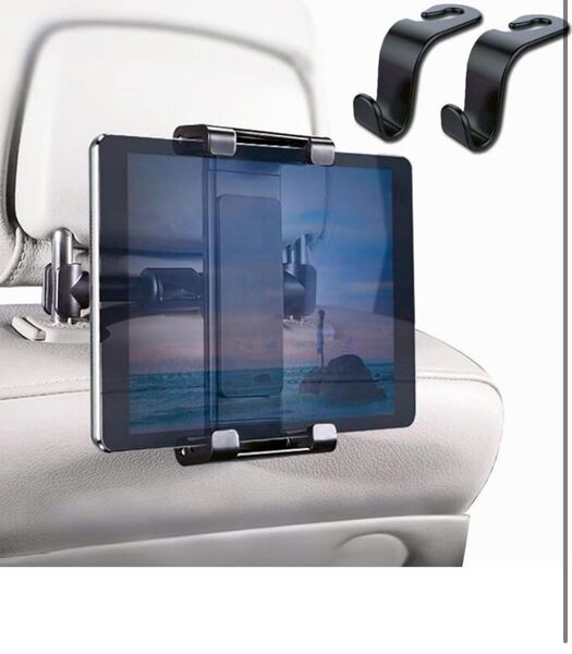 Eseastar 車載タブレットホルダ 車後部座席用 収納可能 360度回転 ヘッドレスト iPadホルダー スイッチホルダー