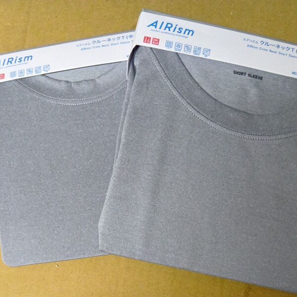 ユニクロ エアリズム 半袖インナーTシャツ クルーネックメンズSサイズ グレー2枚