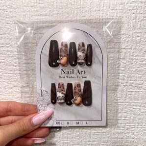 ブラウンレオパードギャルネイルチップセット