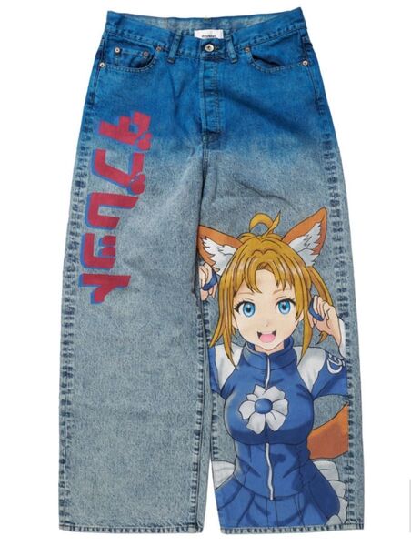 ダブレット 25ss アニメハンドペインティングデニムパンツ