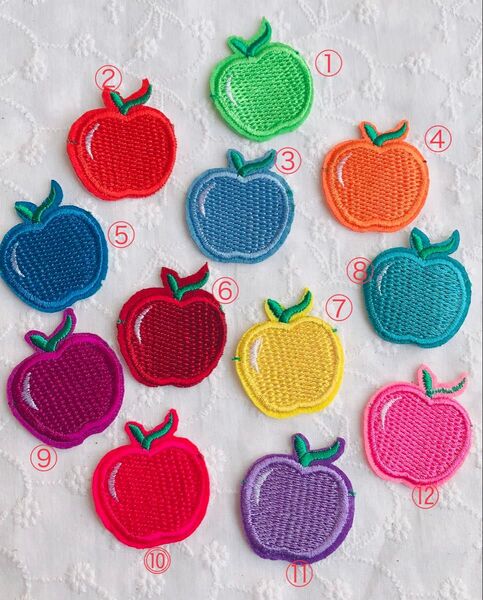 果物ワッペン りんごワッペン12枚 アイロンワッペン アップリケ 刺繍ワッペン