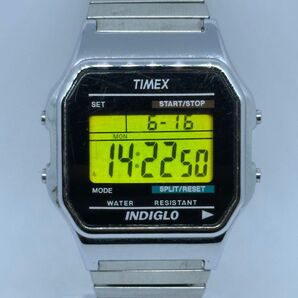 TIMEX INDIGLO タイメックス インディグロ 6/15新品電池交換済 クラッシック デジタル 蛇腹ベルト
