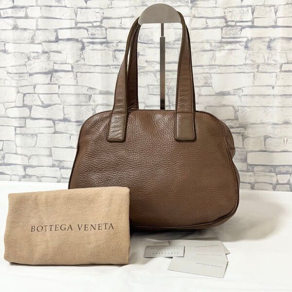 【美品】BOTTEGA VENETA ボッテガヴェネタ・ソフトレザー 本革 ミニボストン ハンドバッグ トートバッグ ブラウン系