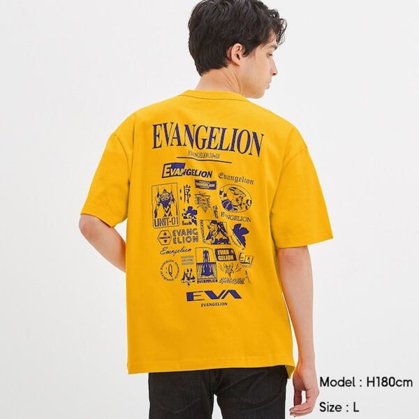 エヴァンゲリオン GU ビッグT (Mサイズ、5分袖、タグ付き) EVANGELION 黄