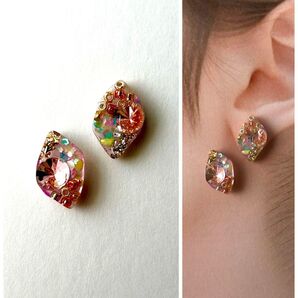 No.169ハンドメイドピアス イヤリング レジン シェル ピンク ゴールド