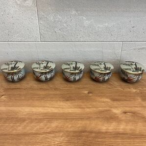 九谷焼 蓋付き 湯飲み 5客セット 伝統工芸品 未使用 茶器 茶碗 陶器 湯呑