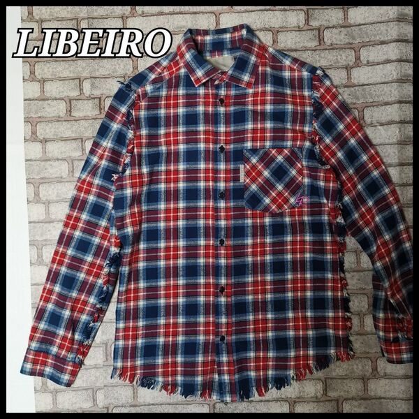 LIBEIRO ネルシャツ チェック柄 切りっぱなし ドレスシャツ アメカジ