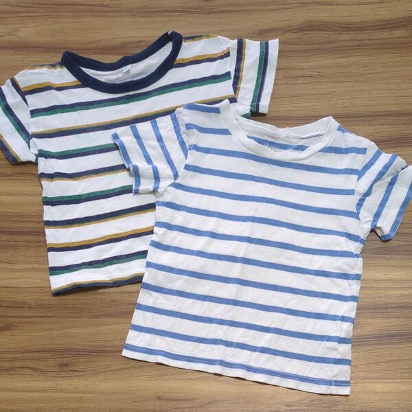 95サイズ 子供服 ボーダー柄Tシャツ 2枚セット