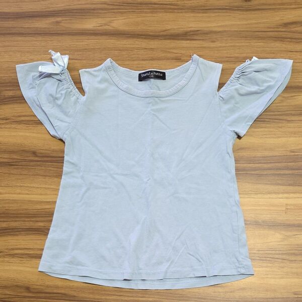 ニッセン カットソー 半袖Tシャツ 水色 130 肩出し