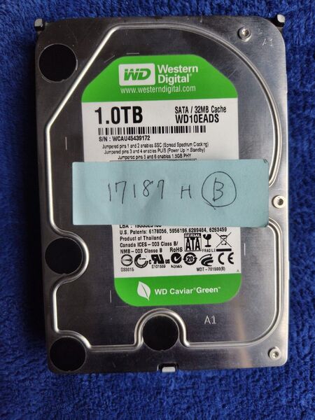 WD10EADS Western Digital 1TB 3.5 SATA HDD 正常 17187時間 送料無料 B
