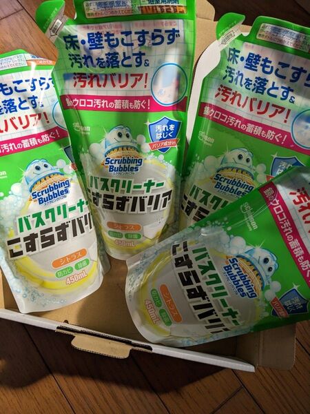 スクラビングバブル バスクリーナー こすらずバリア シトラス つめかえ用 450mL 4個セット