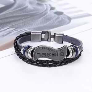 新品未使用 DIESEL ブラック 編み込み ブレスレットディーゼル