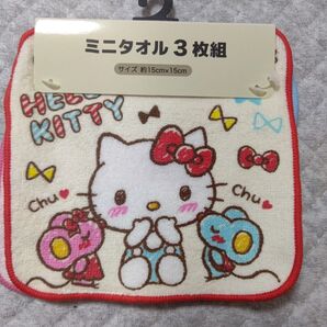 しまむら サンリオ ミニタオル プチタオル3枚組 約15×15cm ハローキティ マイメロディ シナモロール シナモン