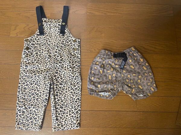 BREEZE ショートパンツ SHIEN オーバーオール 80〜90 豹柄 サロペット