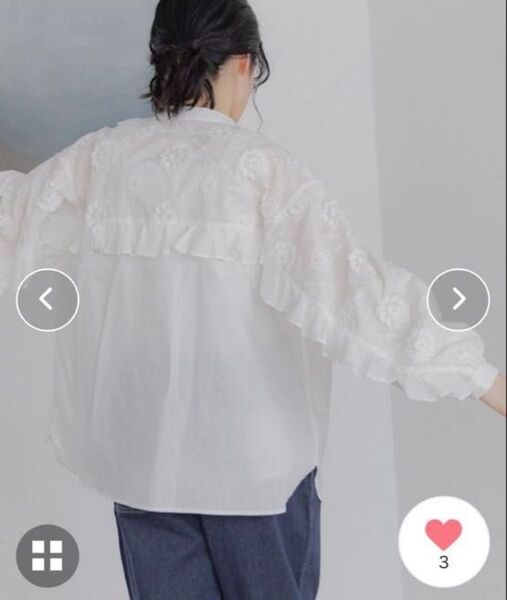 niko and ... ニコアンド 新品タグ付き☆フラワー&バックフリルシャツ F ホワイト